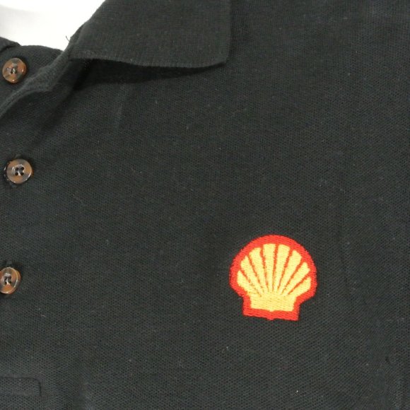 SHELL Gas Station Oil Employee Uniform Men's Black Polo Shirt Size XL NEW - Picture 7 of 15